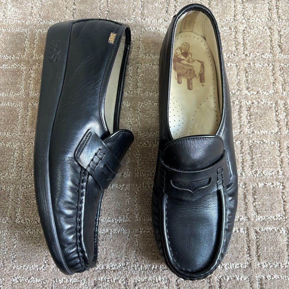 SAS Leather Penny Loafer Women's 11 N Black Slip On Comfort Casual Preppy EUC